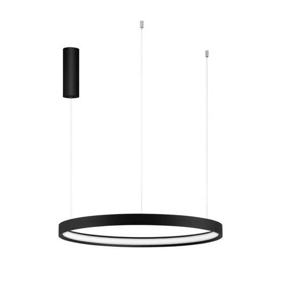 Lampadario a sospensione anello nero led 40w 3000k dimmerabile per soggiorno
